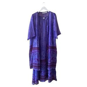 Kirpa Two Pieces Layer Maxi Longline Lined Purple Special Occasion Set Sz L